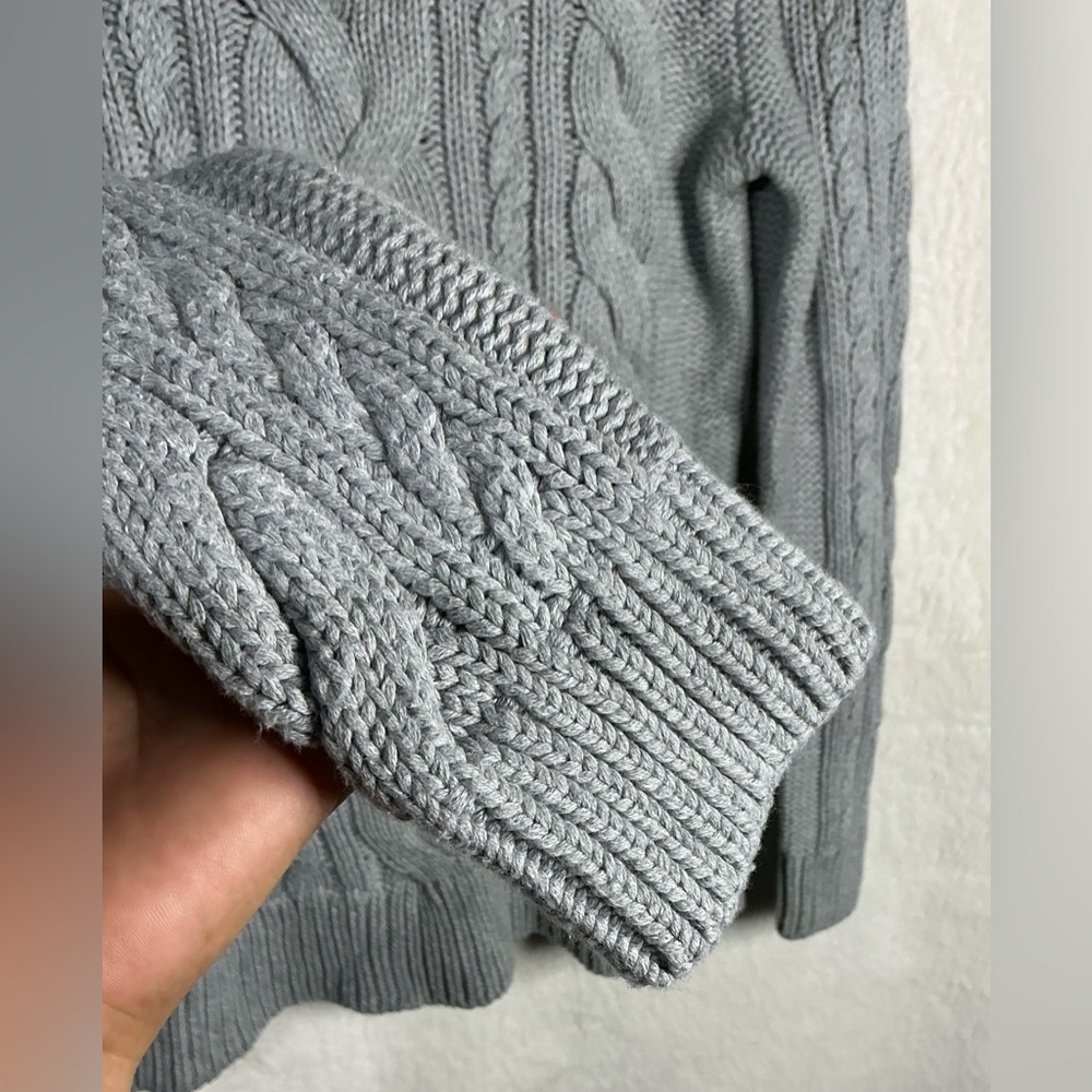 Y2K 90,S L.L. Bean Women's Gray Cable Knit Turtleneck Sweater - Picture 5 of 12